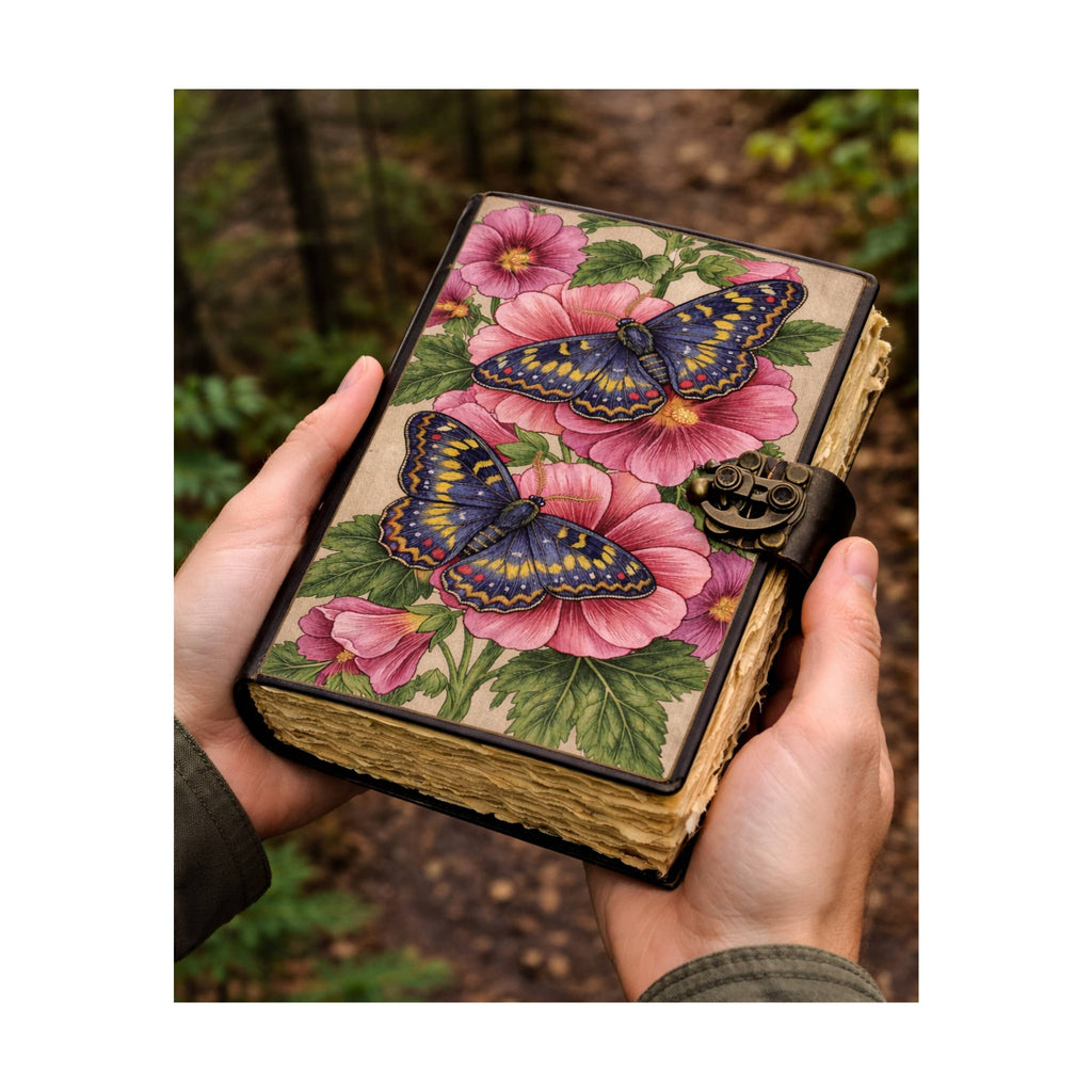 Butterfly Vintage Leather Journal Grimoire Diary Cover