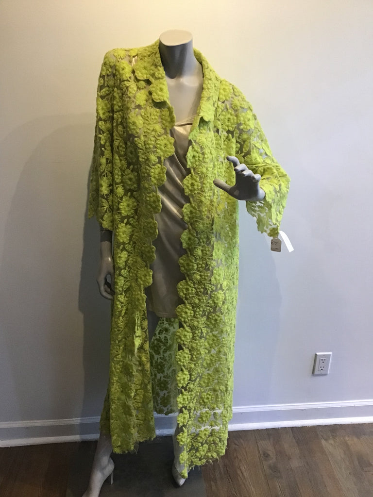 1960s Yellow Lace Duster Coat