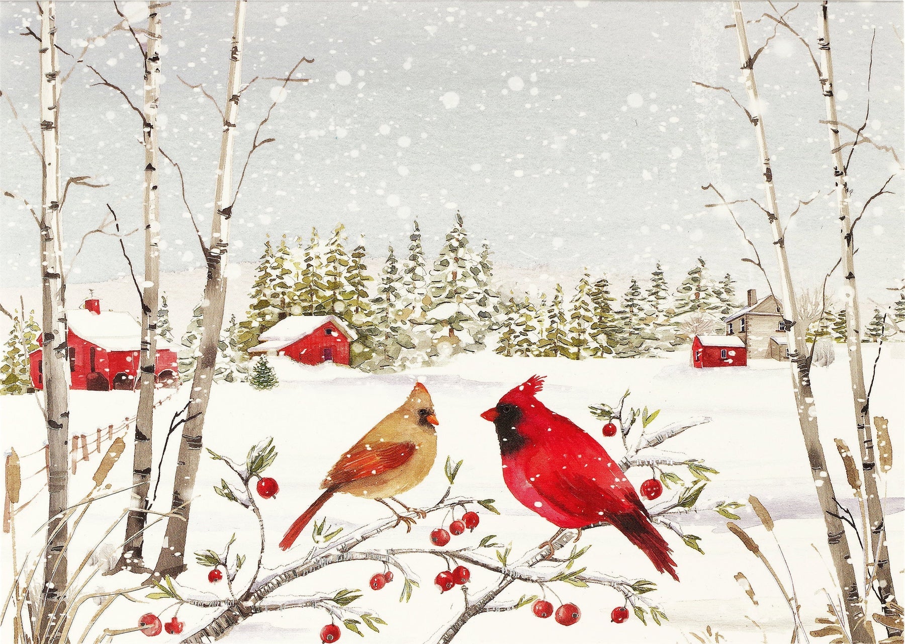 Cardinals In Winter Dix Holiday Boxed Cards