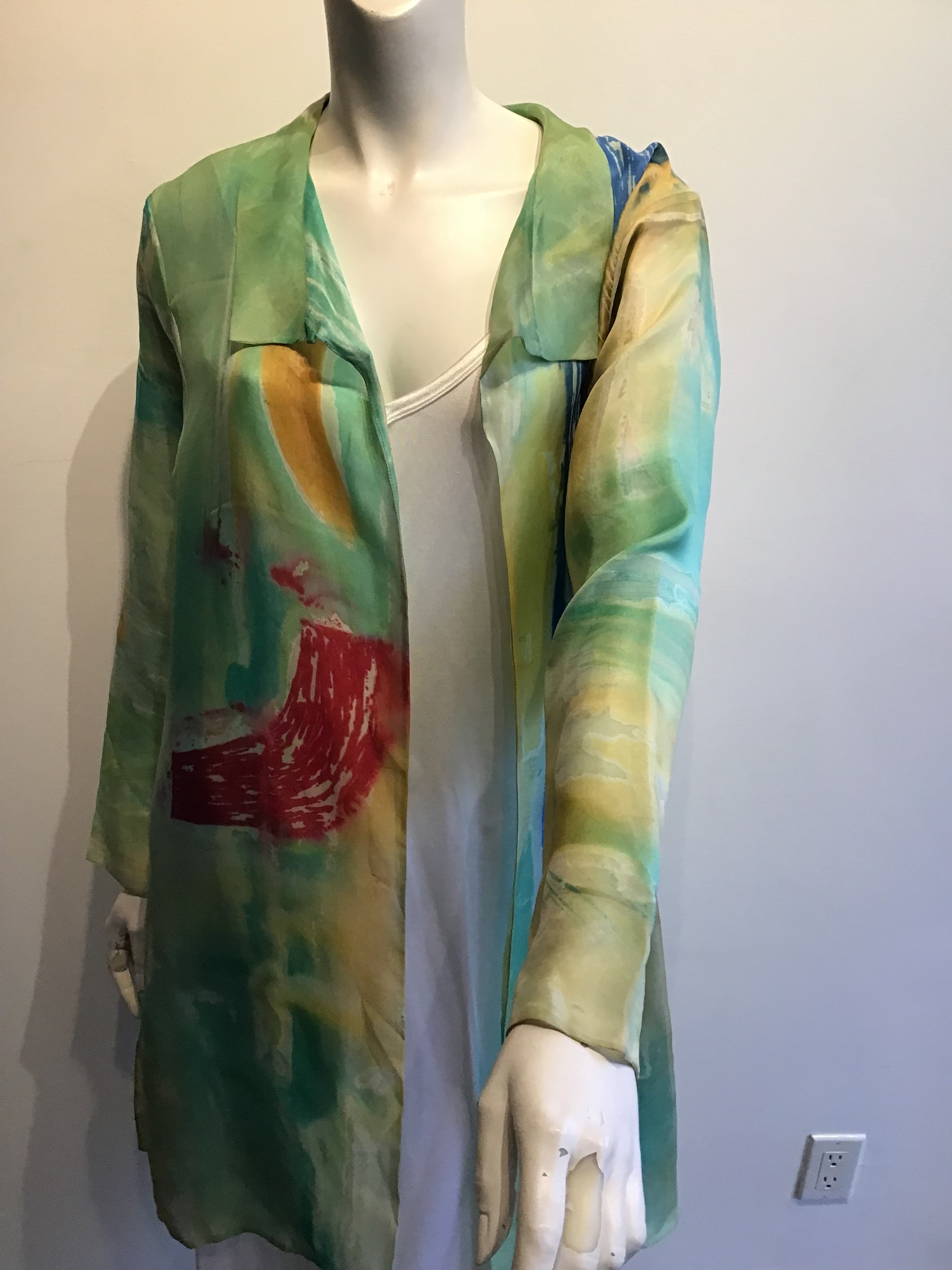 2000 Carole Waller Hand Painted Silk Jacket Size up to 12