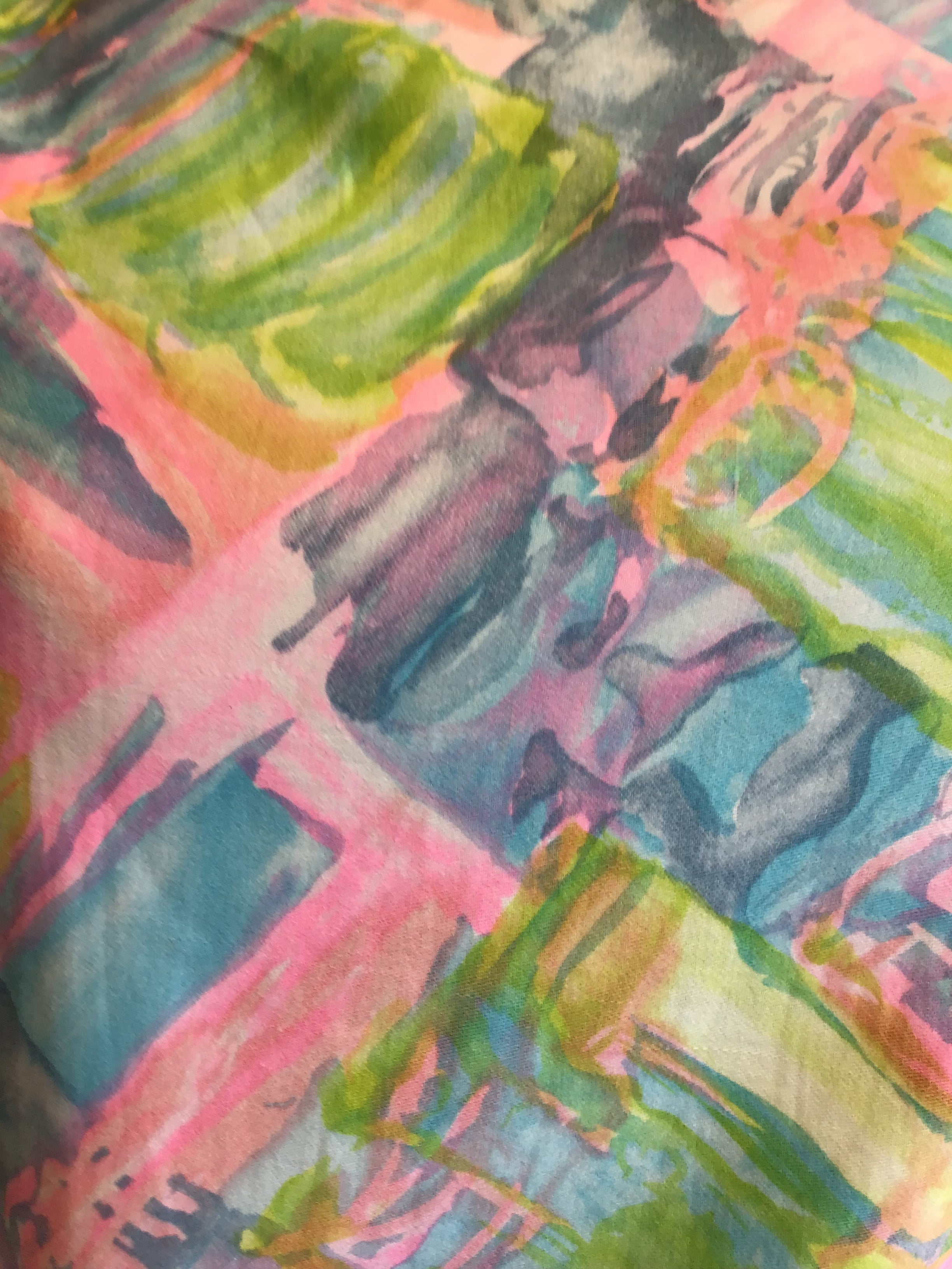 1960’s Cotton Pink/Lime Green/Blue/Yellow Janet Lynn Shift Dress Size 8