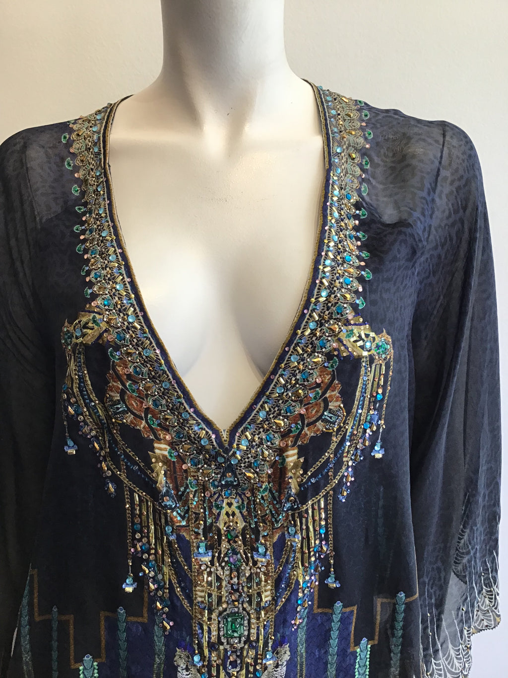 2000’s Camilla blue and Black Silk Mini Dress Size 8/10