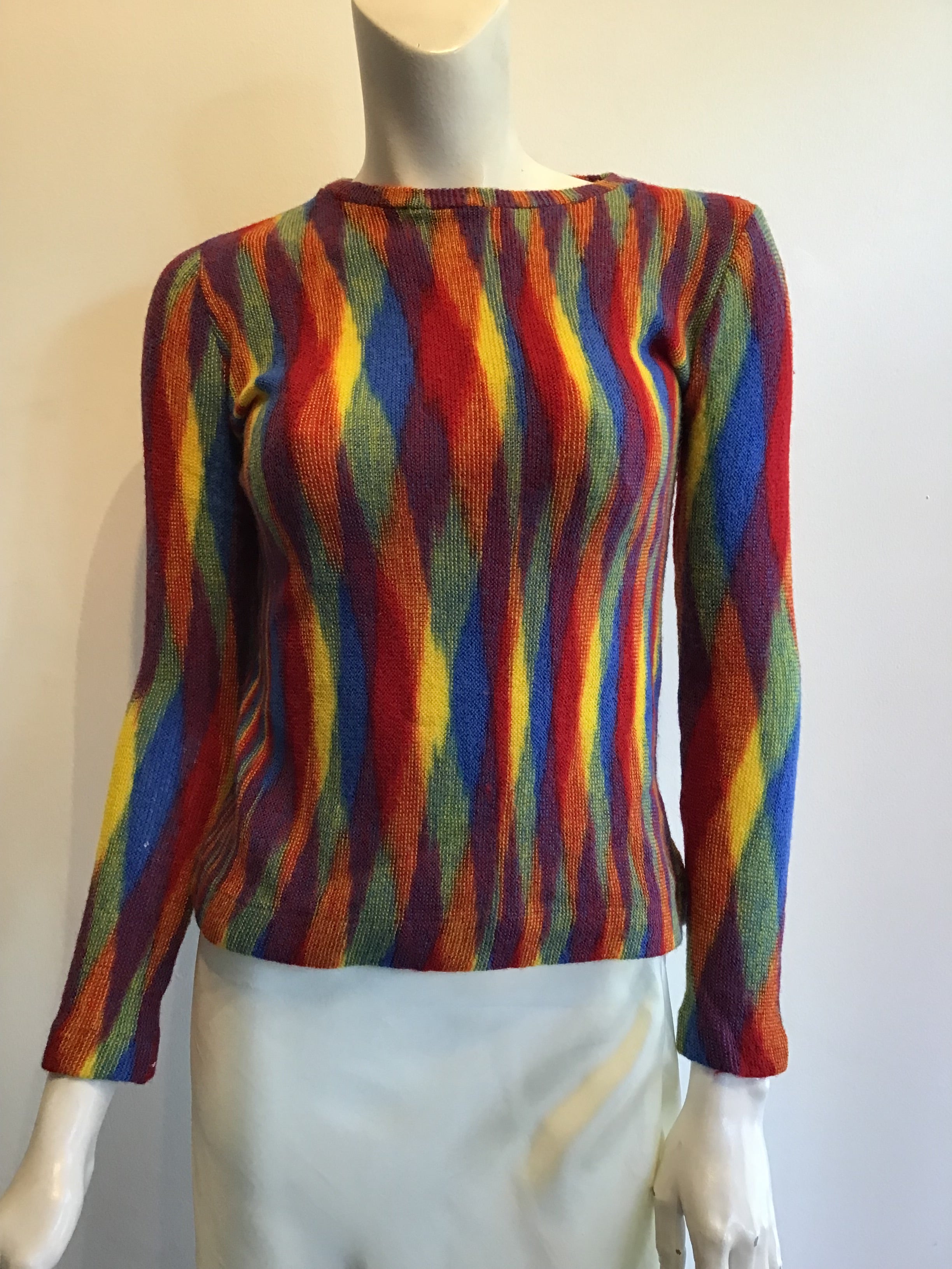 1970’s Halston Wool Rainbow Sweater Size 6