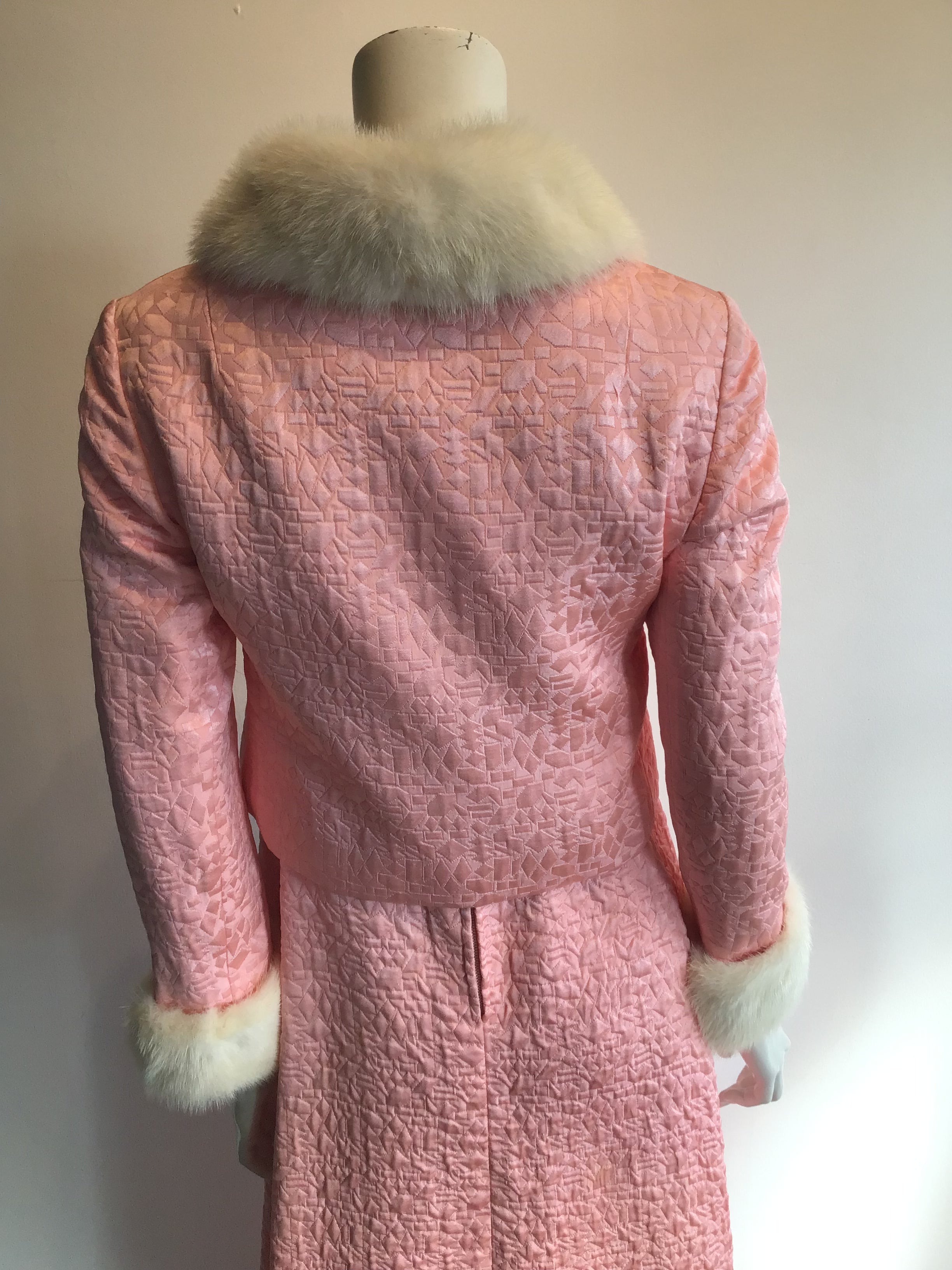 1960s Malcolm Starr Pink Brocaded Dress with Jacket -size 6