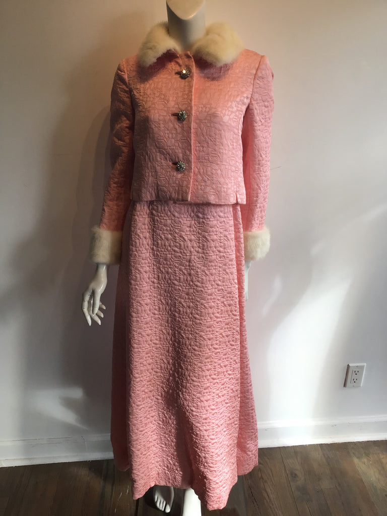 1960s vintage  Malcolm Starr two piece Dress with jacket with white mint collar and cuffs