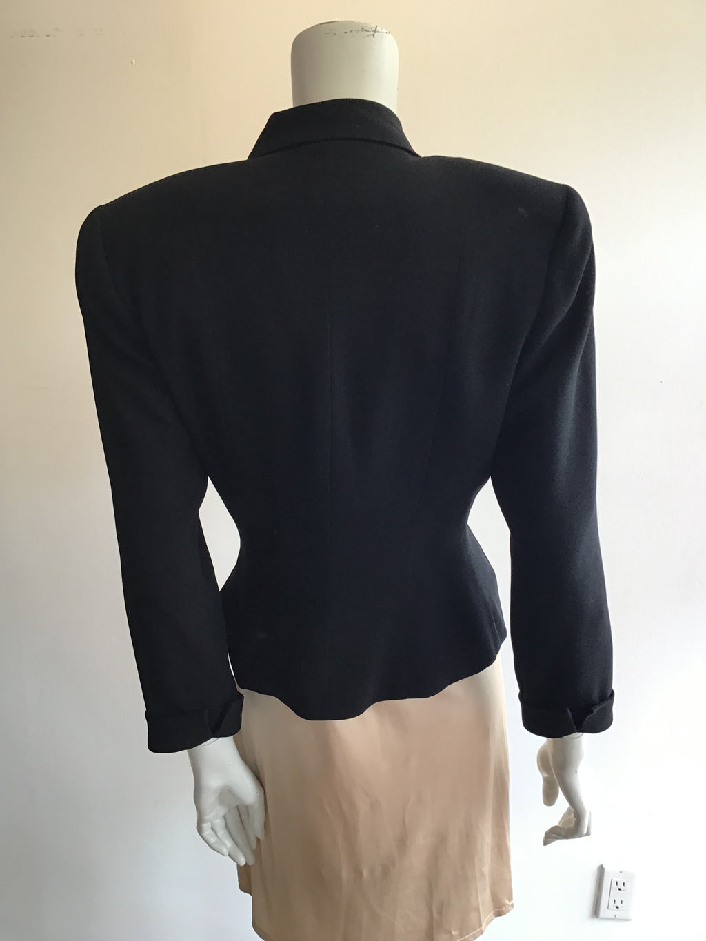 1980’s Black Rayon Beaded Pockets Zelda Jacket Size 6