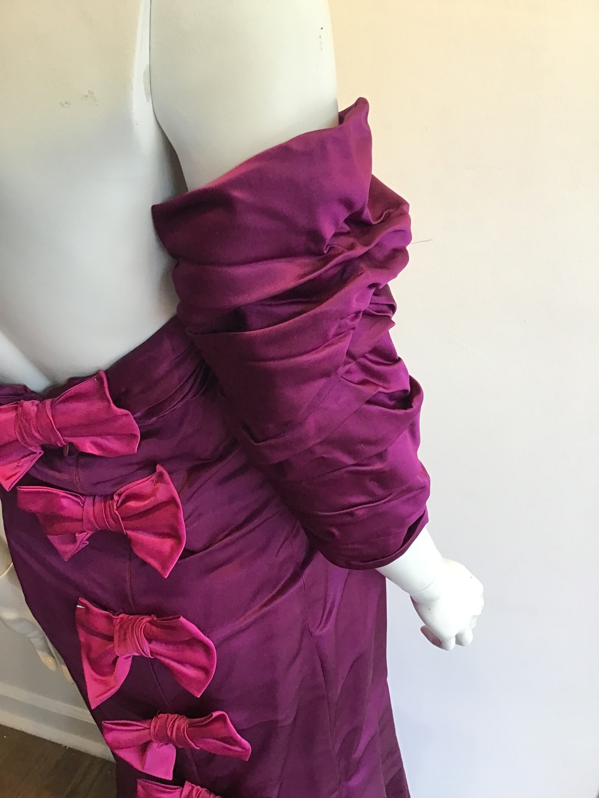 1980’s Plum Silk Satin Evening Gown Size 10