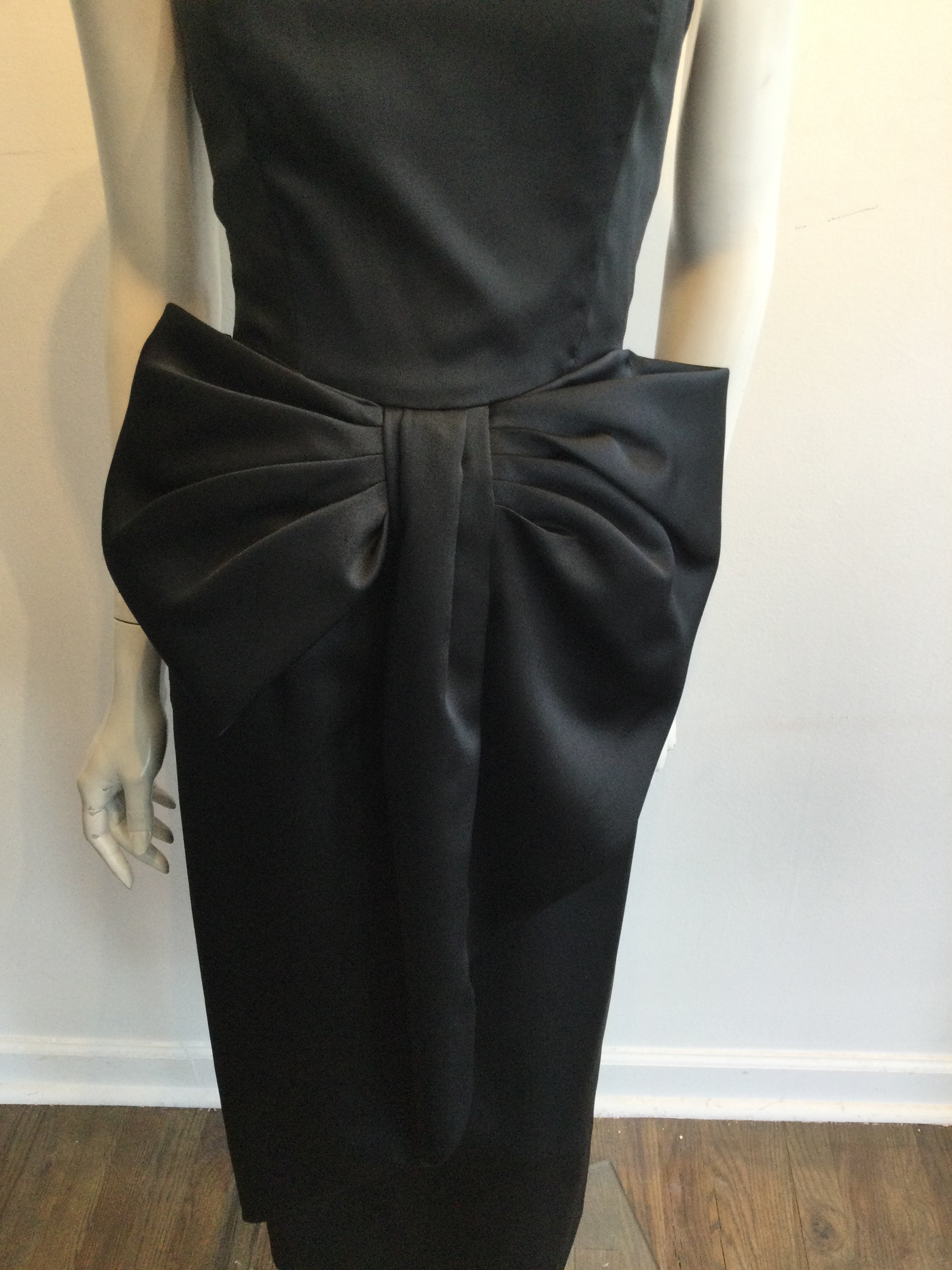 1980s Black Silk Victor Costa Evening Gown Size 4