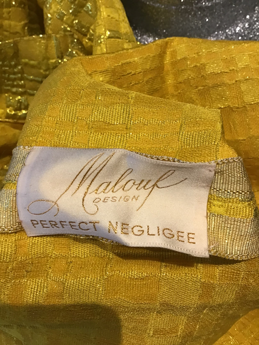 1960’s Malouf Yellow Silk Lamé Evening Dress Size 6