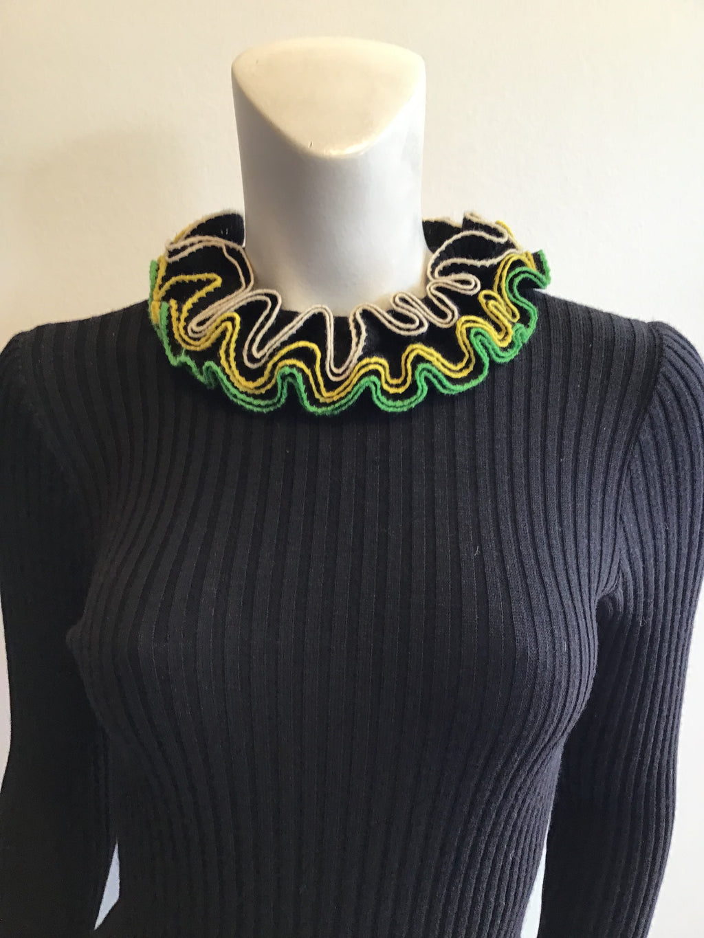 1970’s Black Wool Blend Knit Dress Size 6