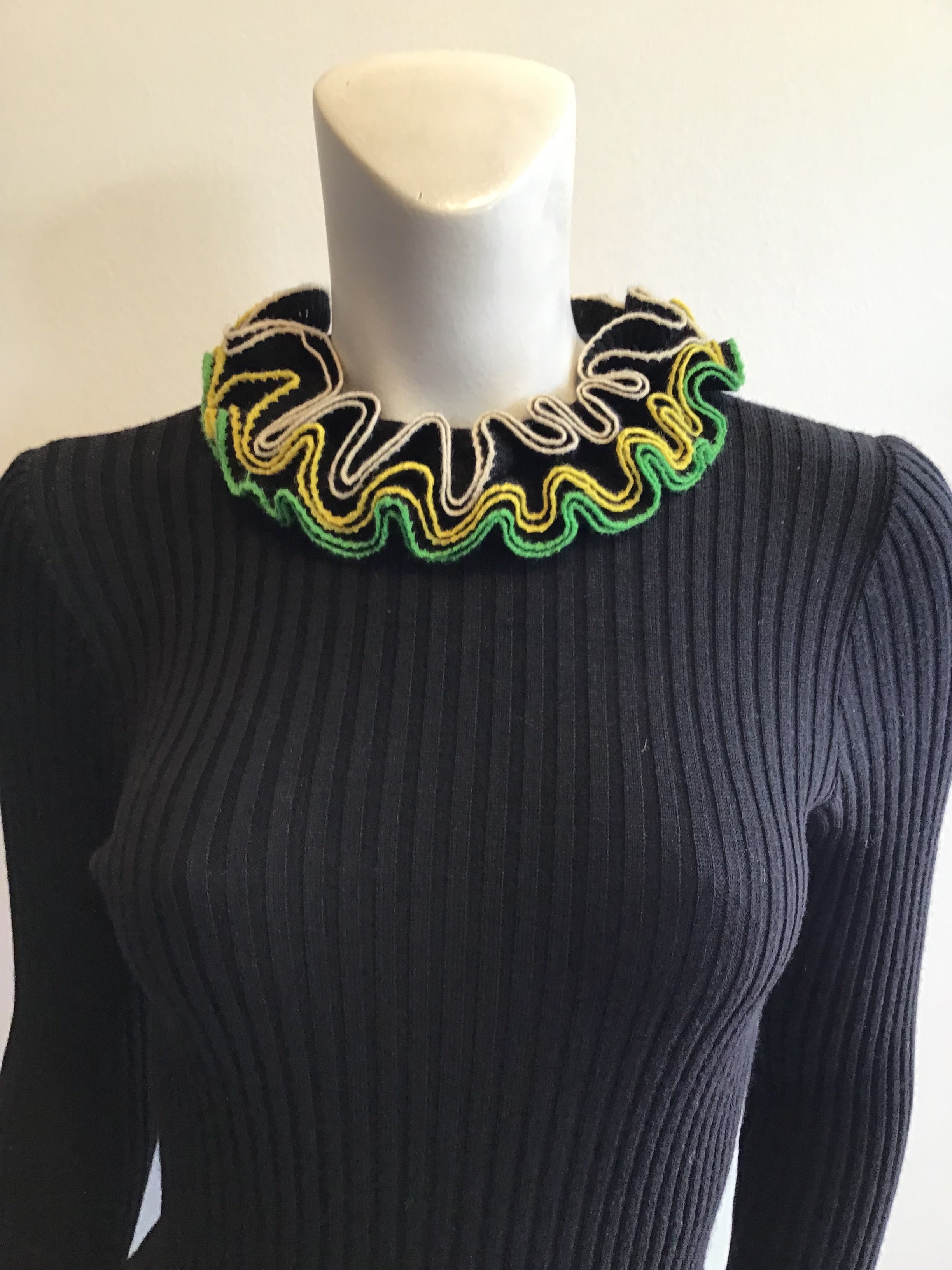 1970’s Black Wool Blend Knit Dress Size 6