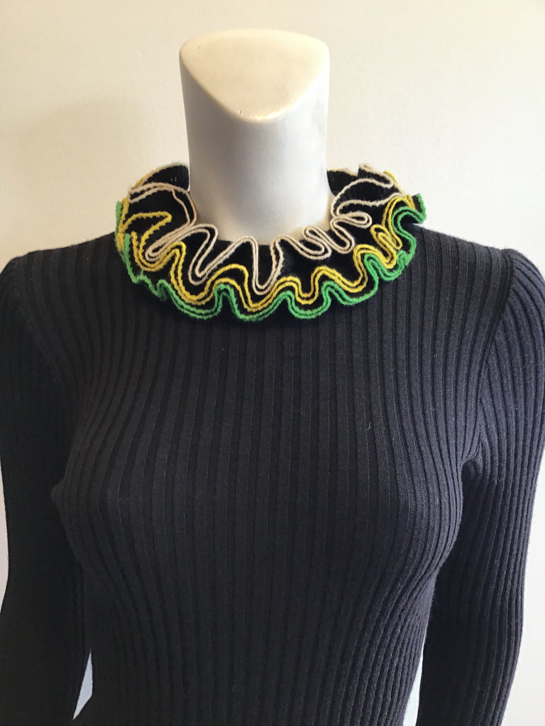 1970’s Black Wool Blend Knit Dress Size 6