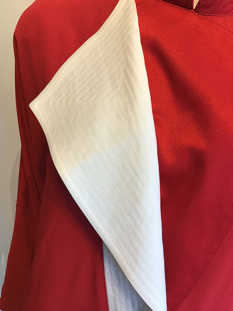 1980’s Day Mor Couture Polyester Crepe Red/White Dress Size 12