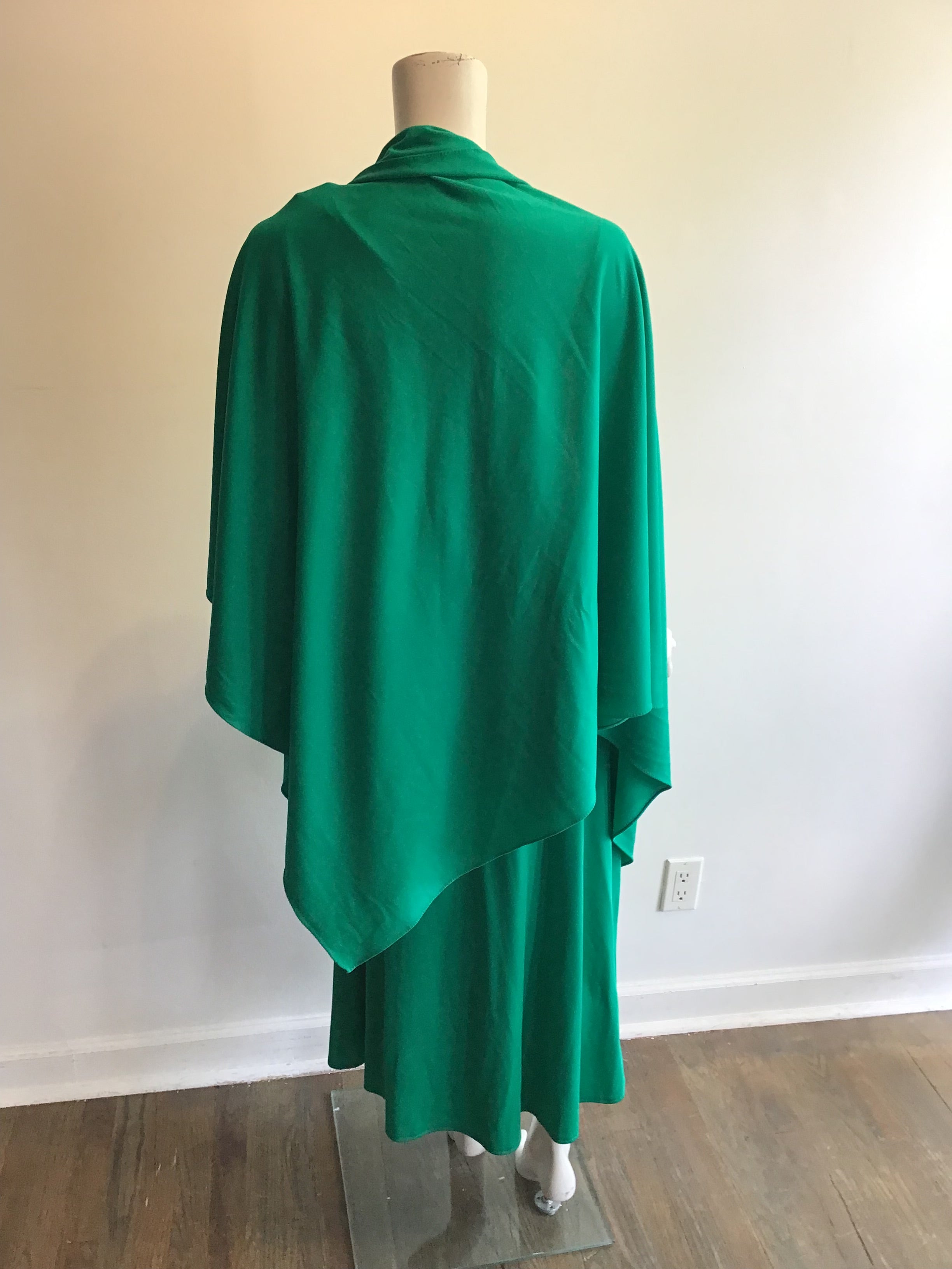 1970’s One Shoulder Green Polyester Dress Size 10