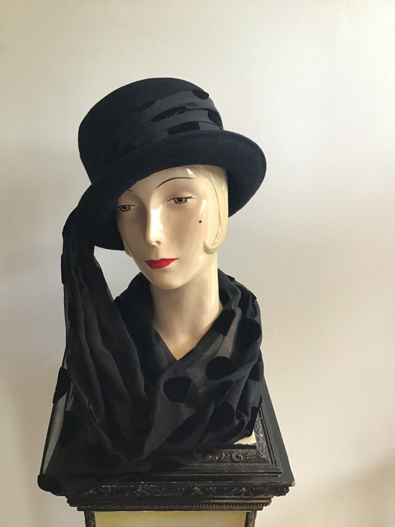 1990s Kōkin Black Hat with Scarf