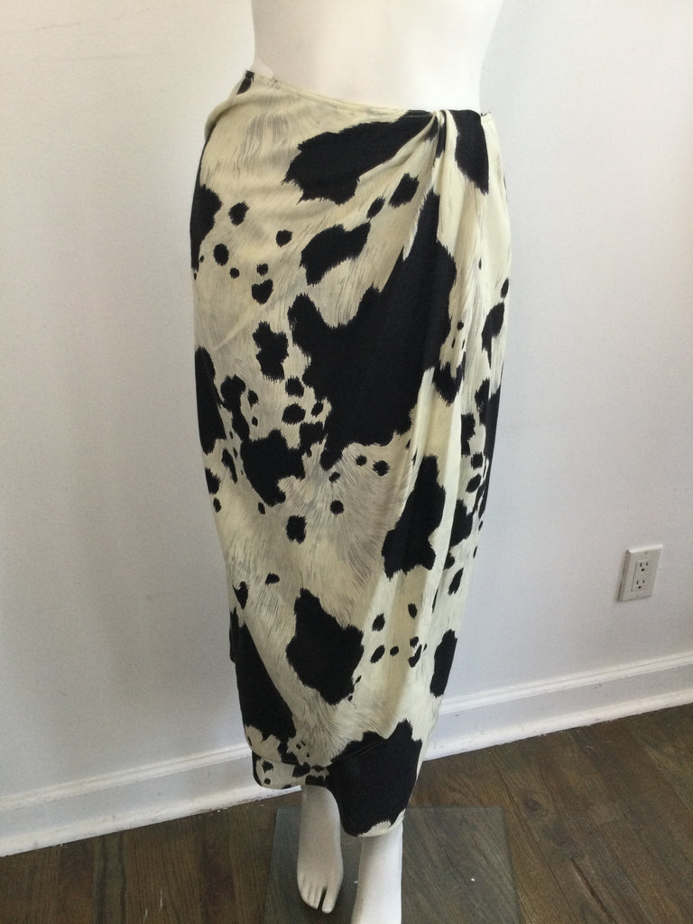 1980s Anne Klein Cotton Black and White Cow Print Size 10
