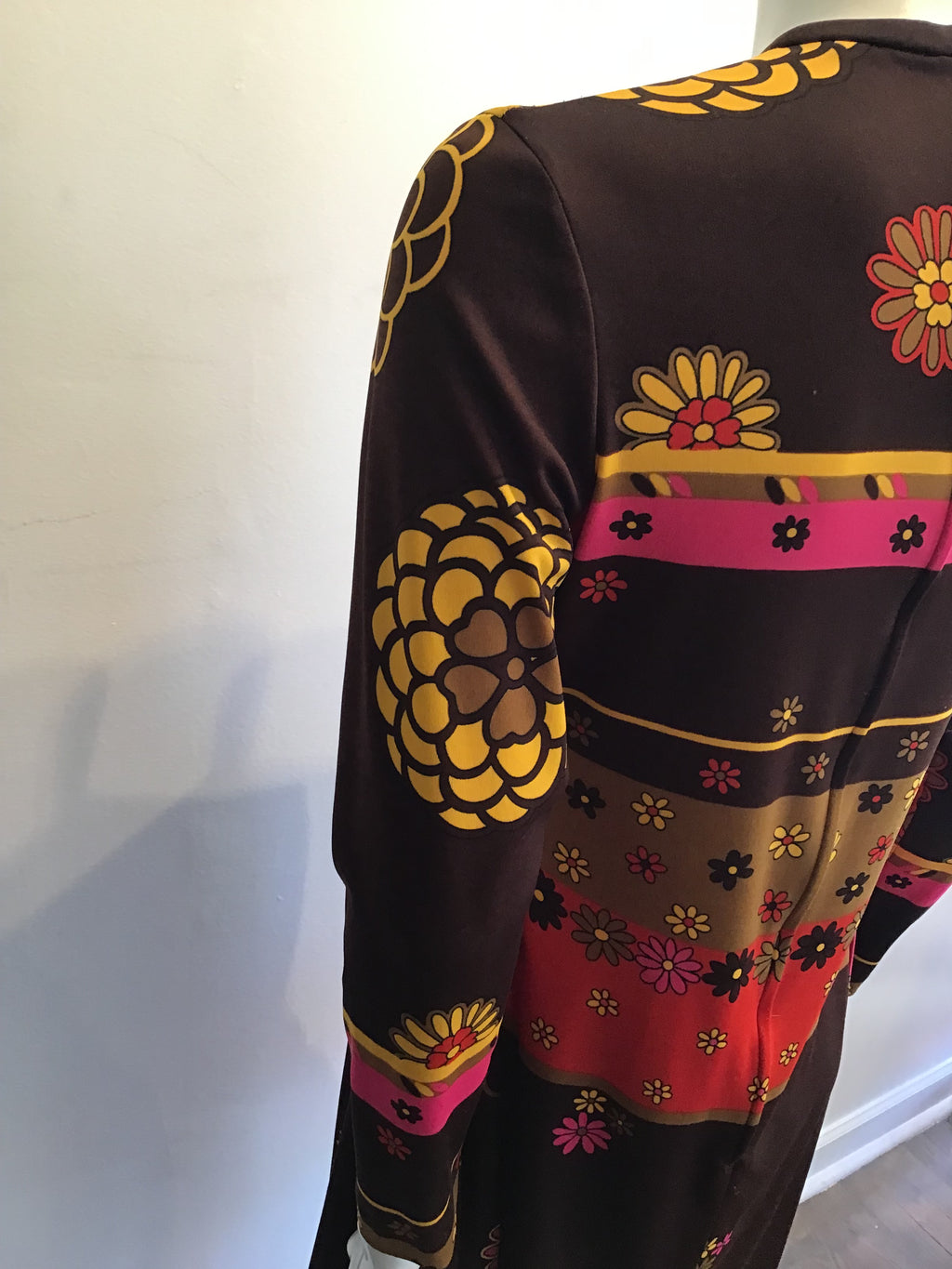 1970s Artemis Polyester Blend Brown Multicolor Dress Size 10