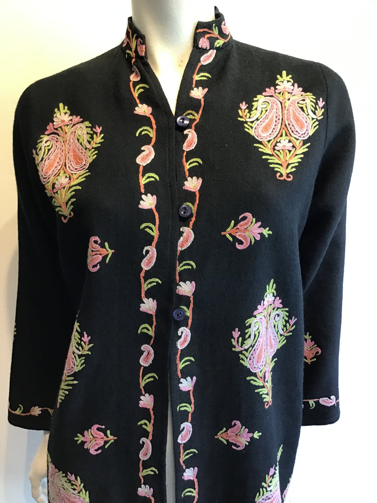 1980’s Black Wool Embroidered Jacket Size 6