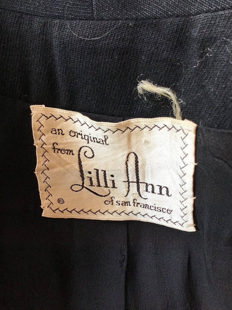 1950’s Lilli Ann Black Wool Jacket Size 6