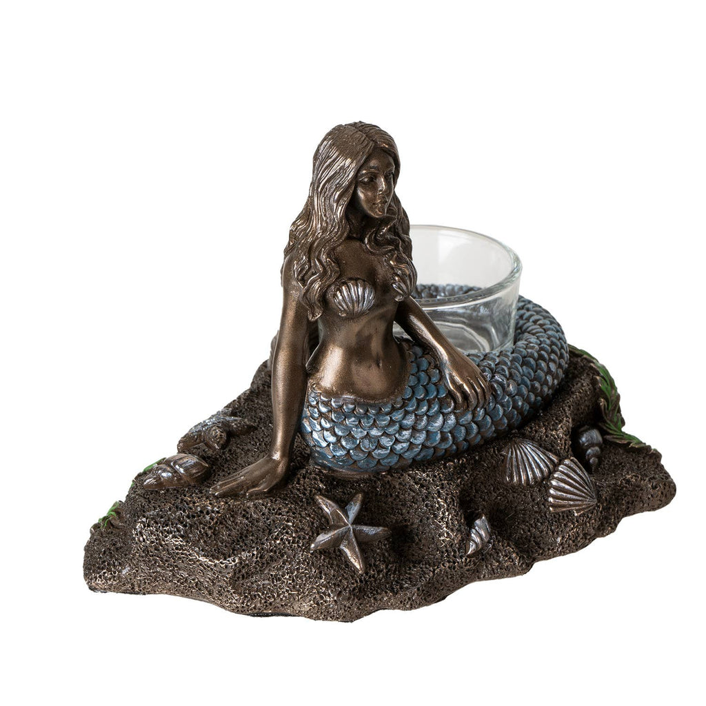 Bronze Look Resin Mermaid Votive Candle Holder
