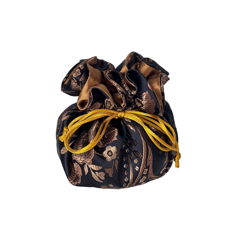 Peony Brocade Drawstring Jewelry Pouch