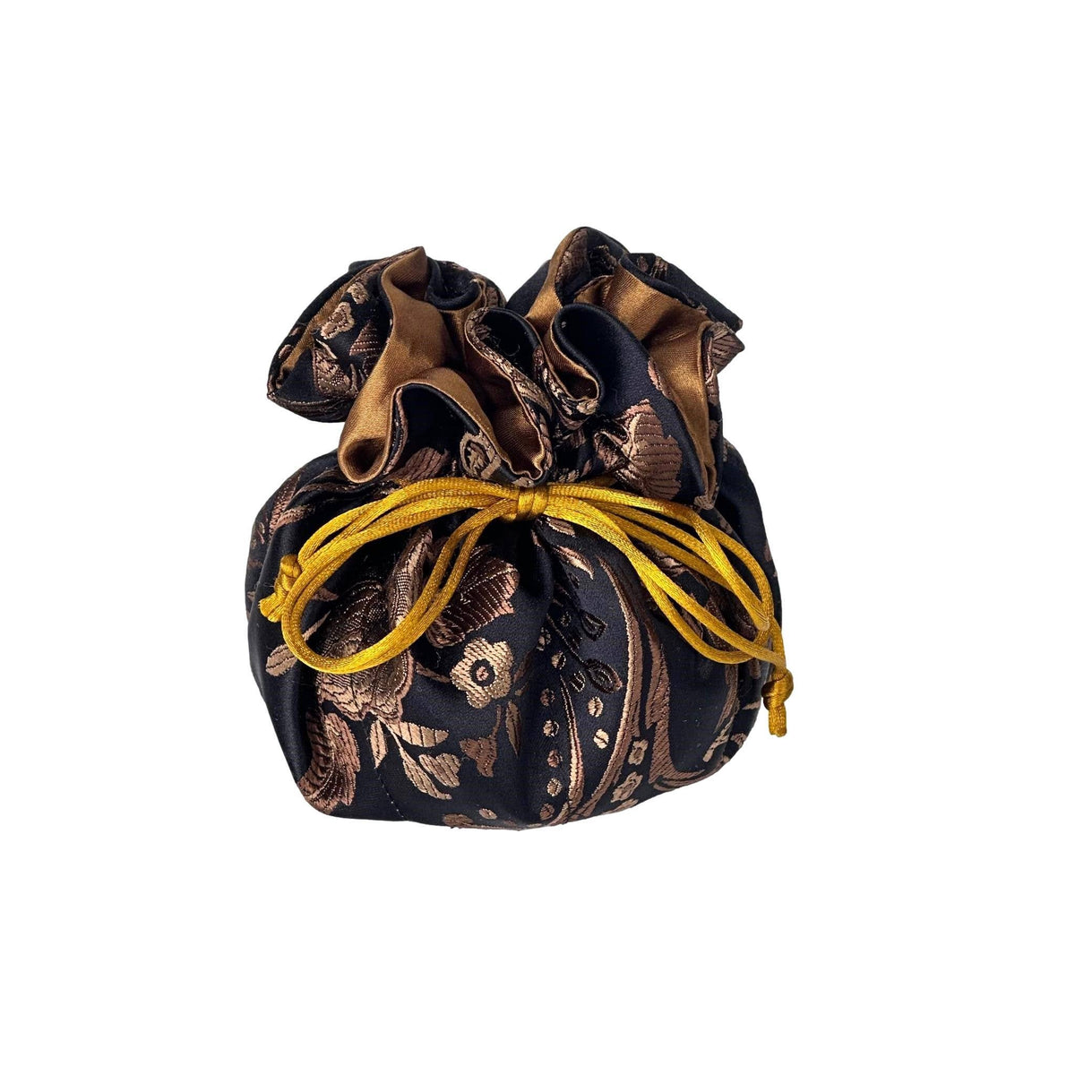 Peony Brocade Drawstring Jewelry Pouch