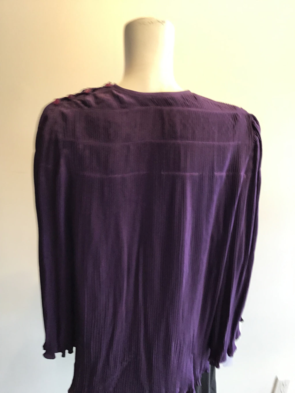 1980’s Plum Pleated Polyester Top Size 12