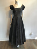 1930’s Black Cotton Eyelet Maxi Dress Size 6