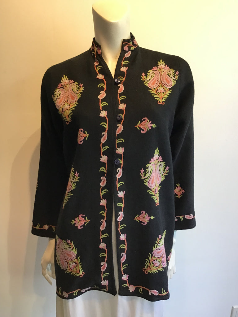 1980’s Black Wool Embroidered Jacket Size 6
