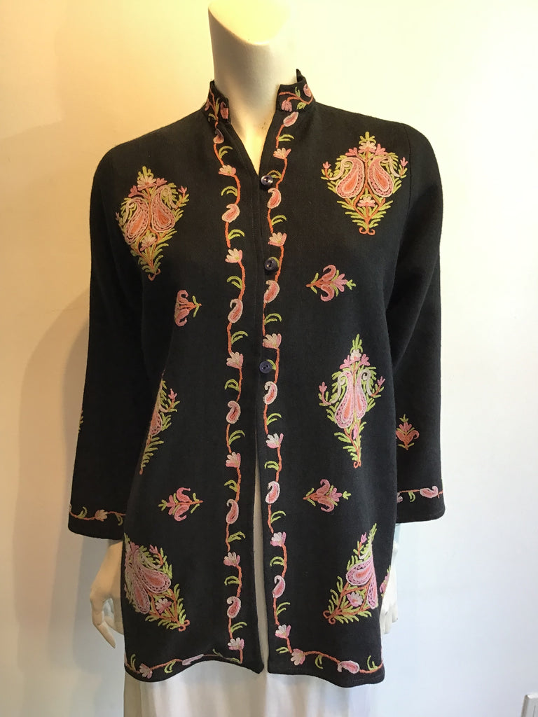 1980’s Black Wool Embroidered Jacket Size 6