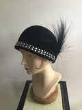 1960s Adolfo II Black Cloche Style Hat