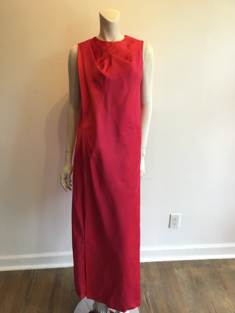1960’s Raspberry Pink Silk Satin Evening Gown Size 4