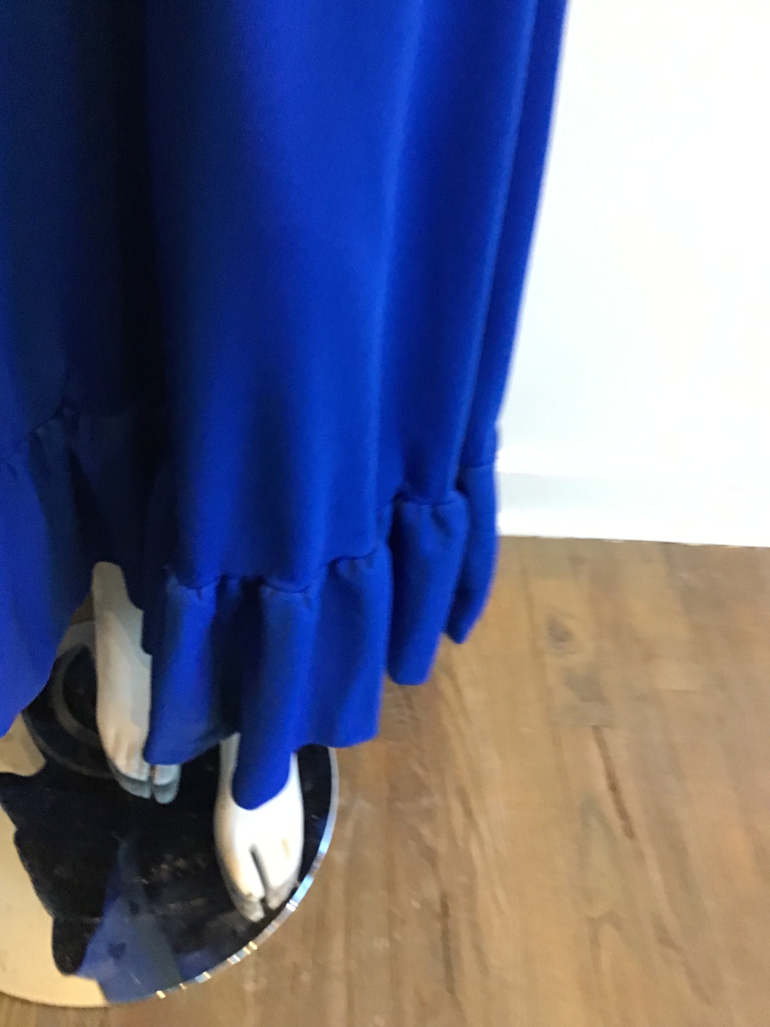 1970’s Cobalt Blue Crepe Polyester Halter dress Size 4