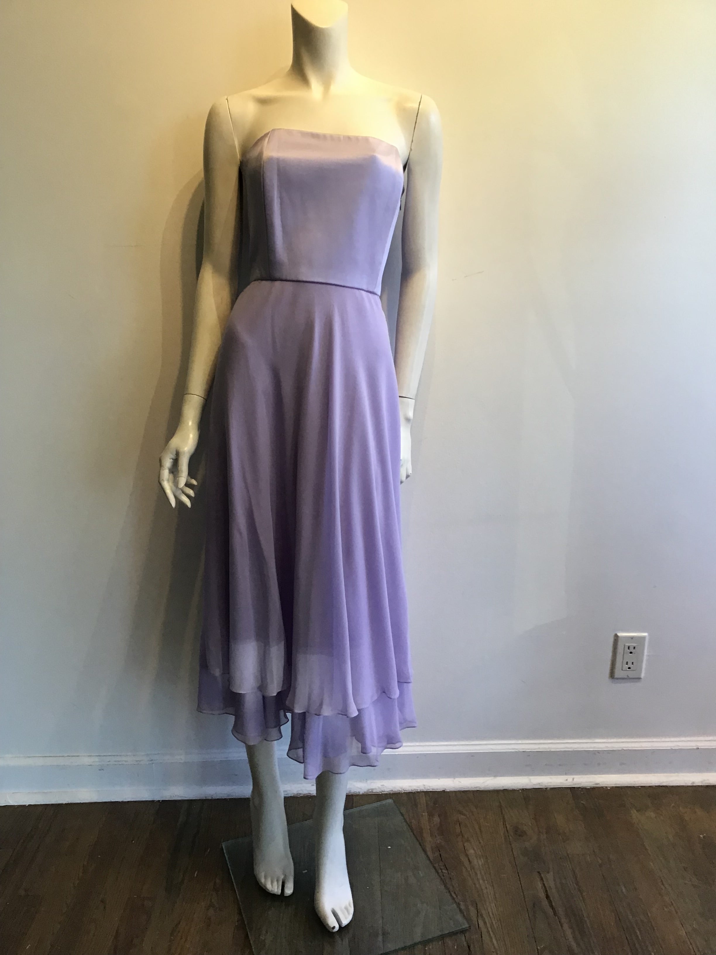 1980’s Lily Sami Silk Lavender Strapless Dress with Matching Jacket Size 8