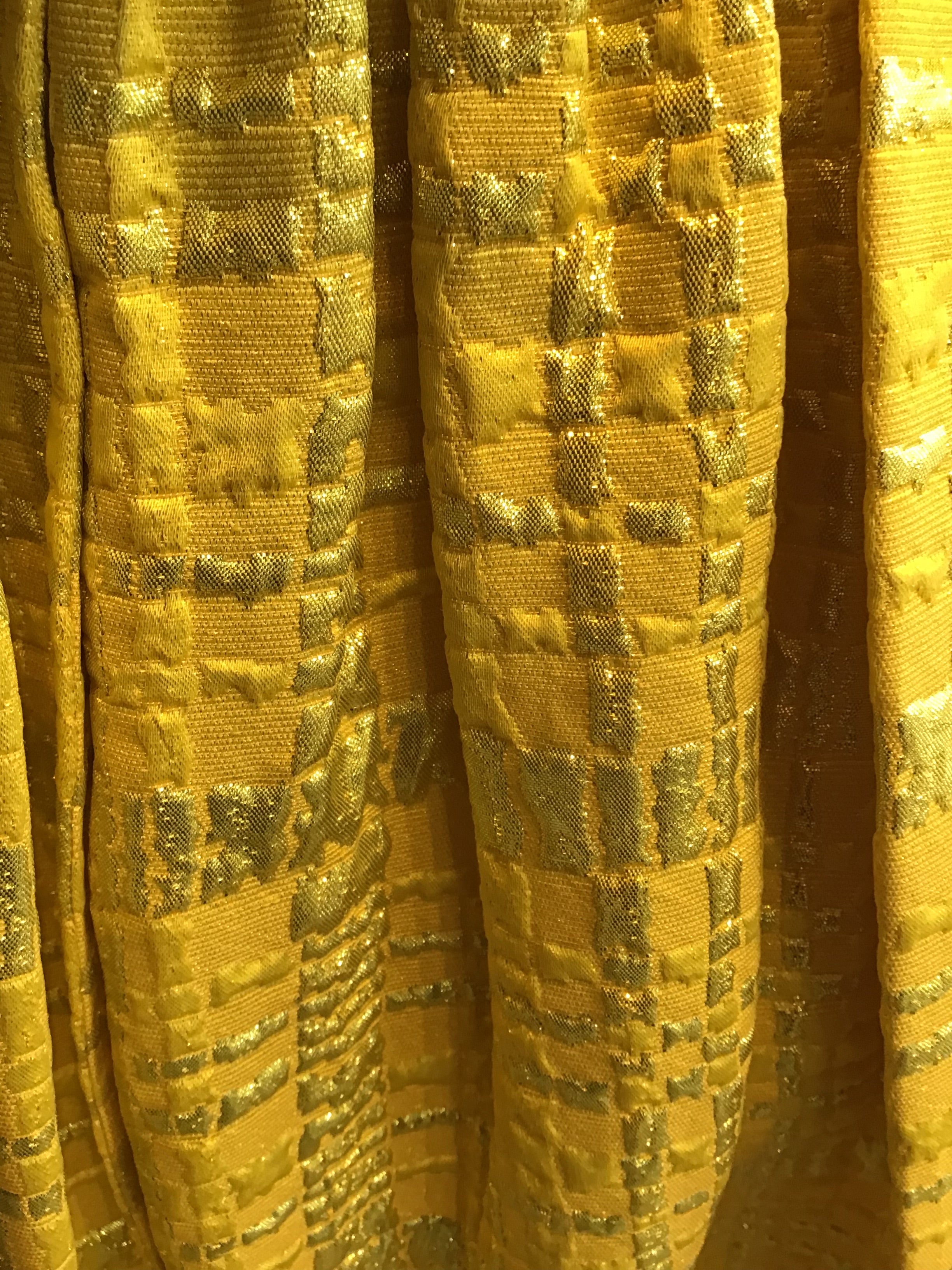 1960’s Malouf Yellow Silk Lamé Evening Dress Size 6