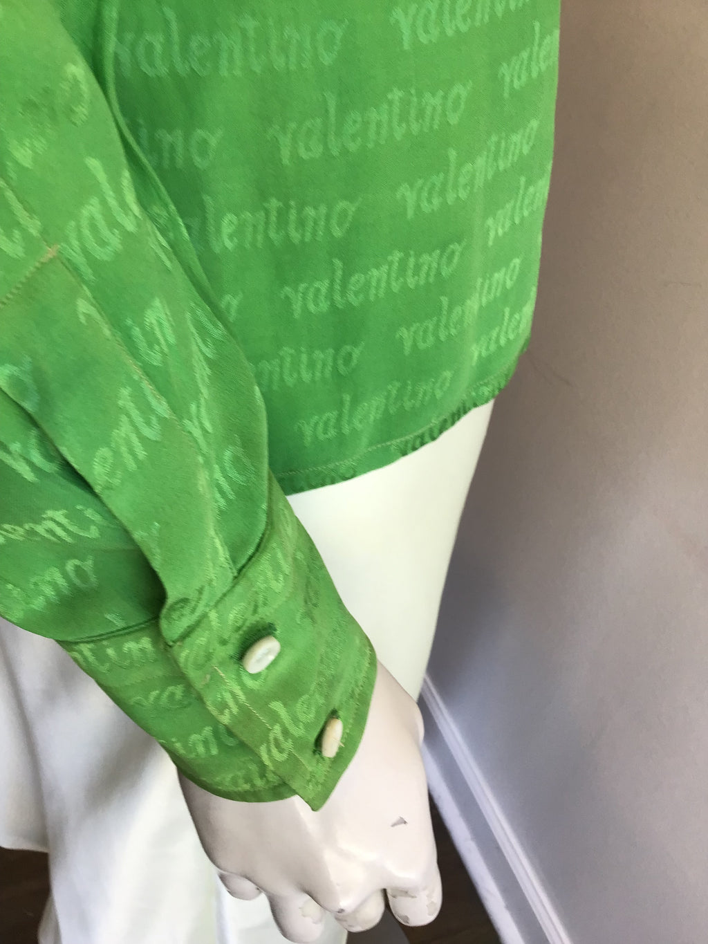 1970’s Valentino Green Silk Blouse Size 6