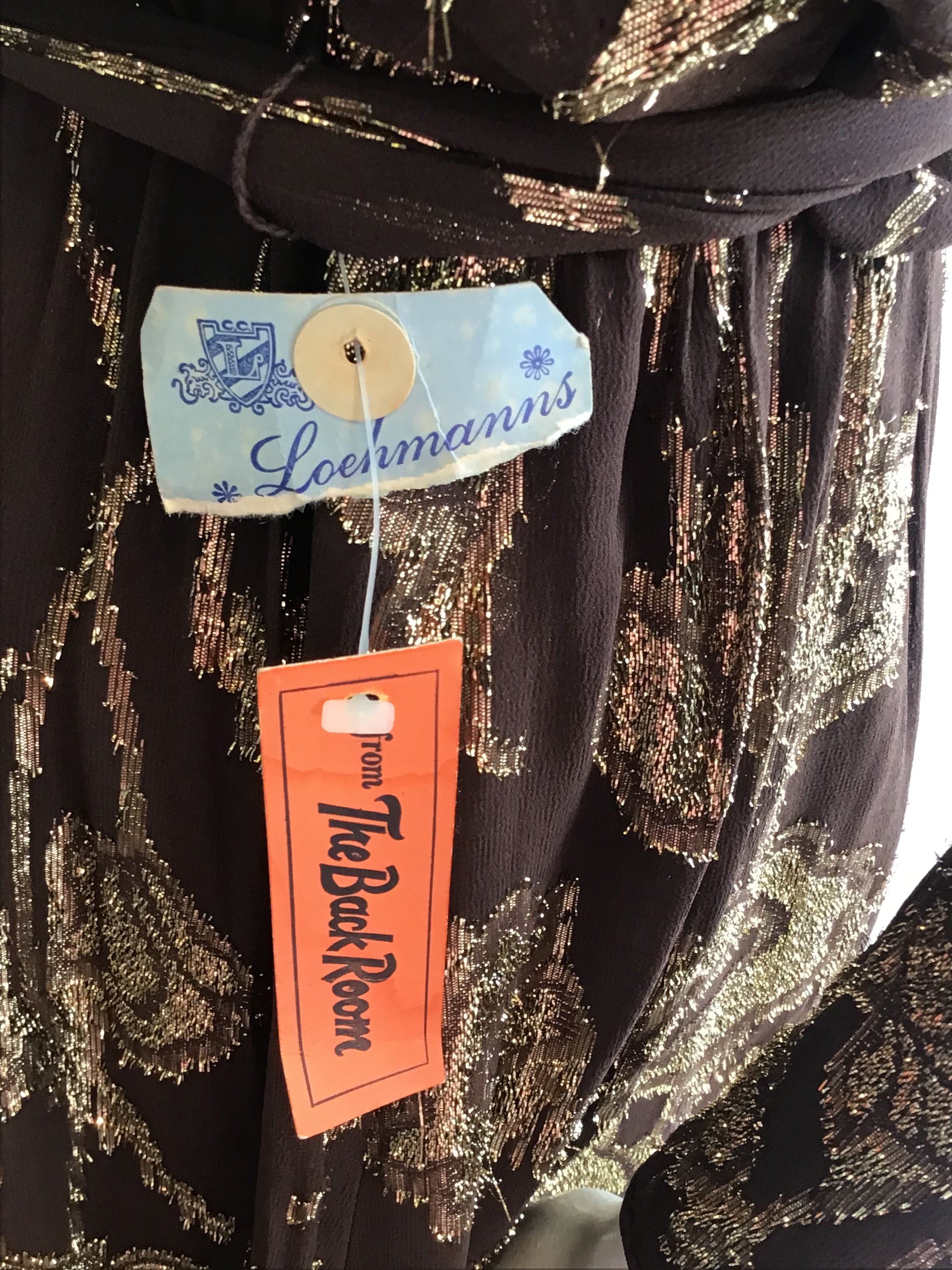 1970’s Brown and Gold Silk Blend Evening Gown Size 8
