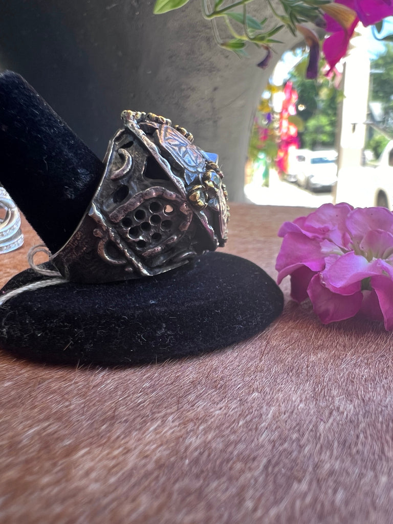 Peridot, Citrine and Sterling Ring