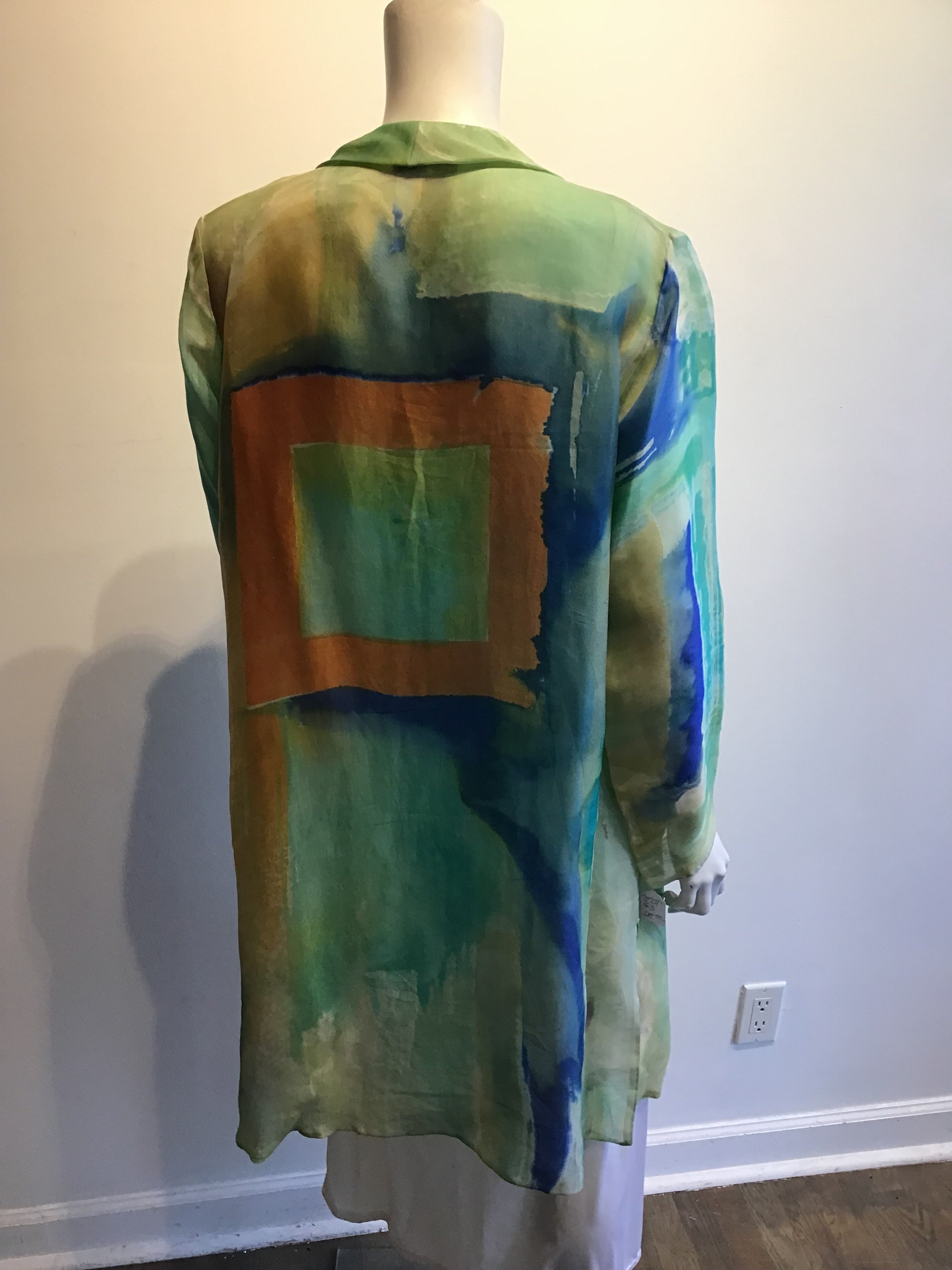 2000 Carole Waller Hand Painted Silk Jacket Size up to 12