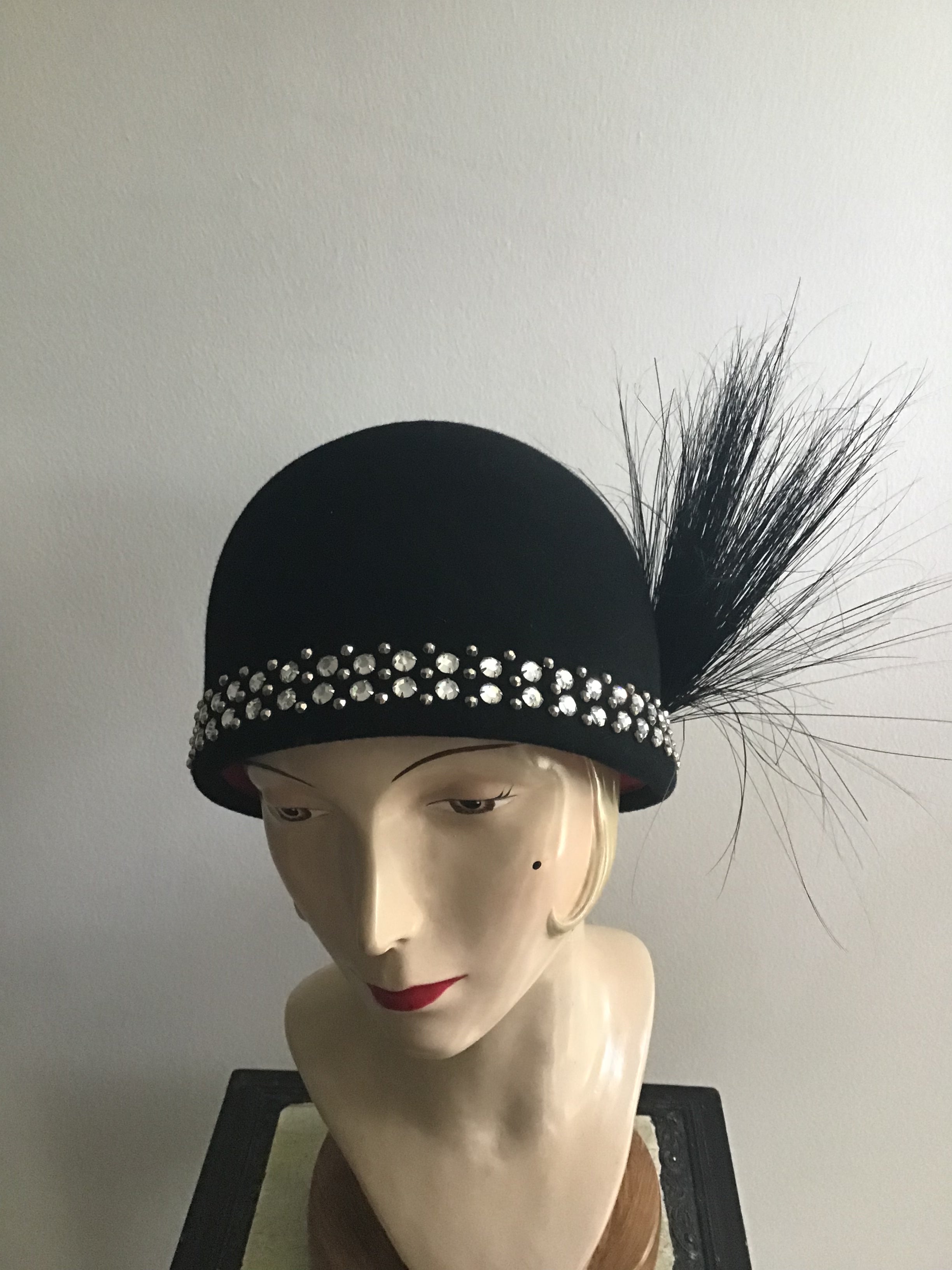 1960s Adolfo II Black Cloche Style Hat