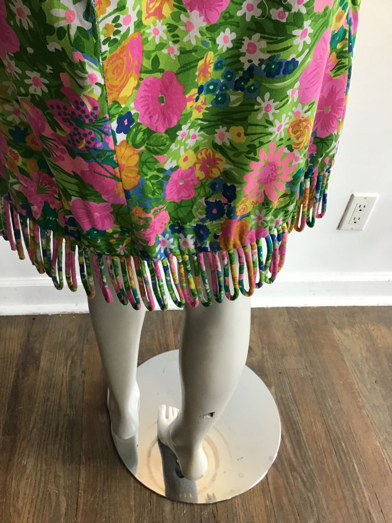 1960’s Cotton Floral Printed Janet Lynn Shift Dress Size 8