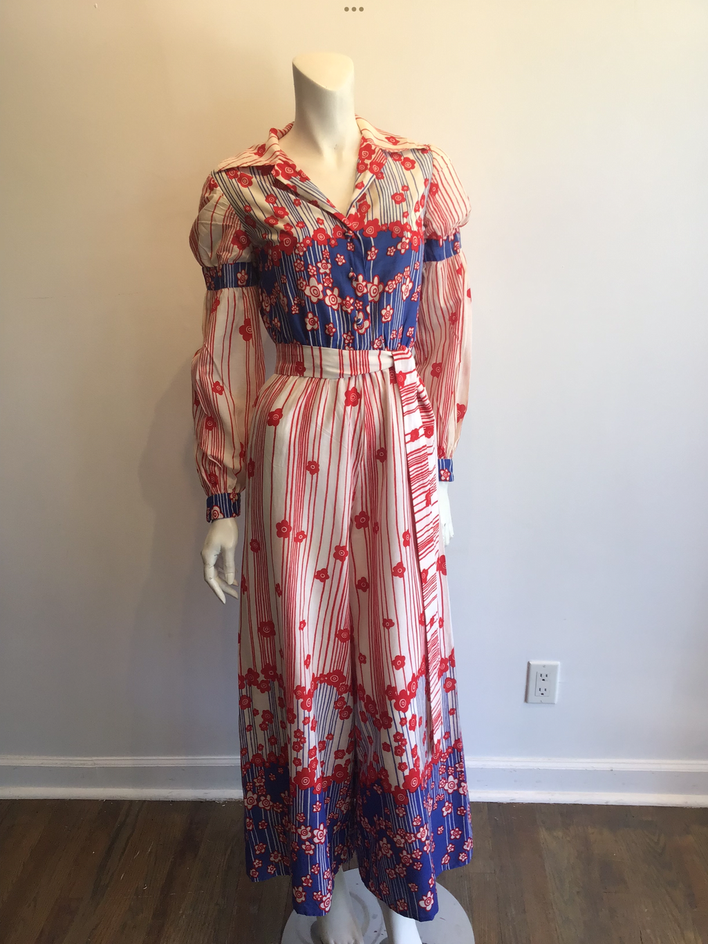 1970’s red,White and Blue Cotton Malcolm Starr Jumpsuit Size 6