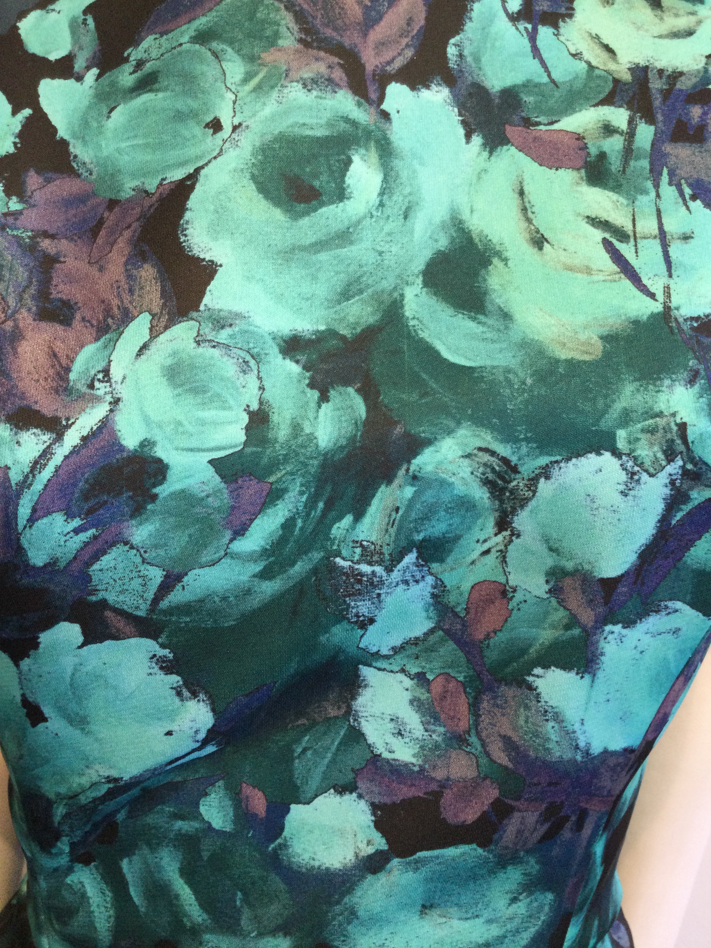 2000’s Lela Rose Blue Floral Silk Dress Size 8