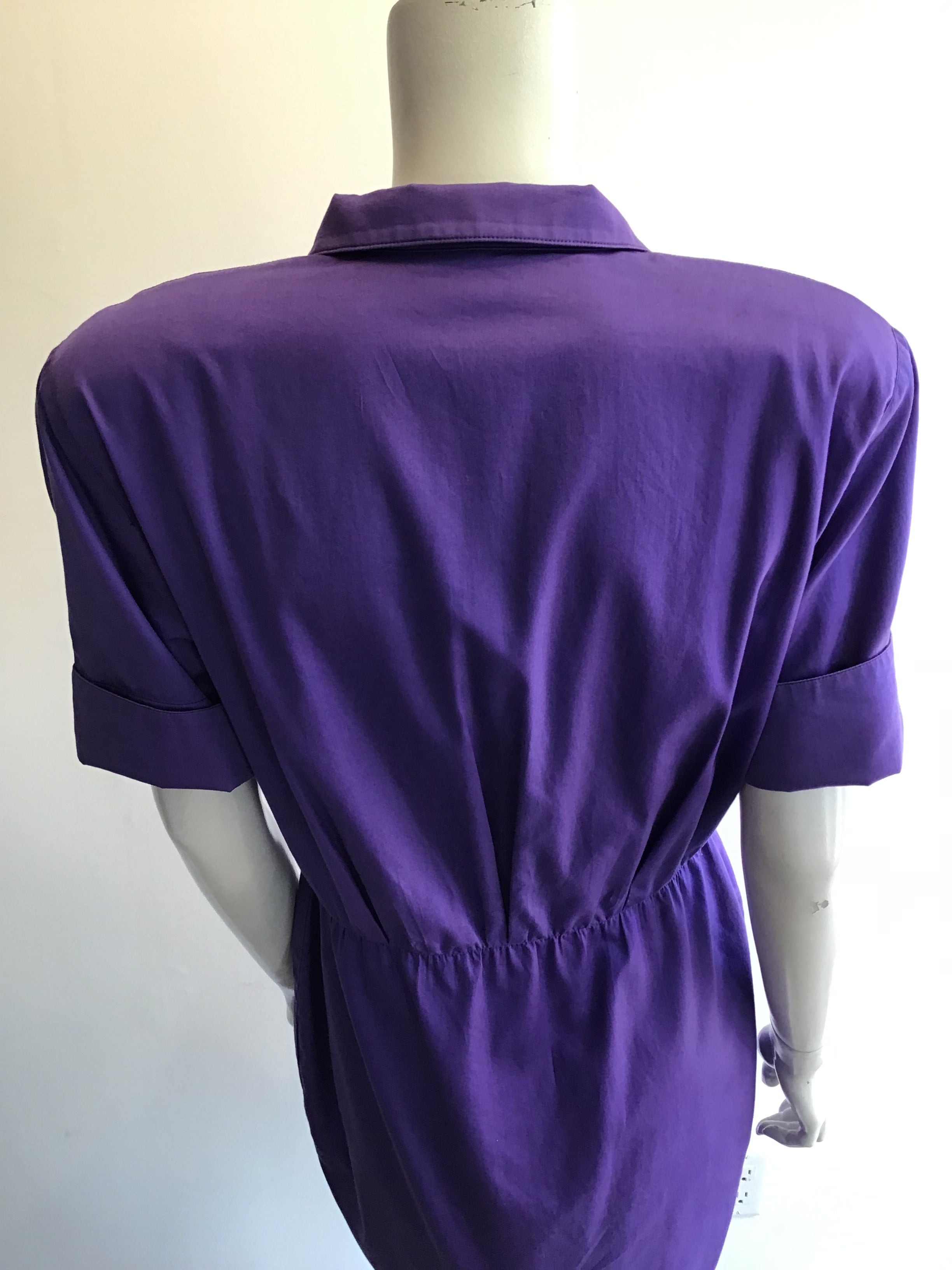 1980’s Thierry Mugler Purple Polished Cotton Dress Size 10