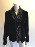 1990’s Ralph Lauren Black Velvet Jacket with Ruffled Lapel Size 6