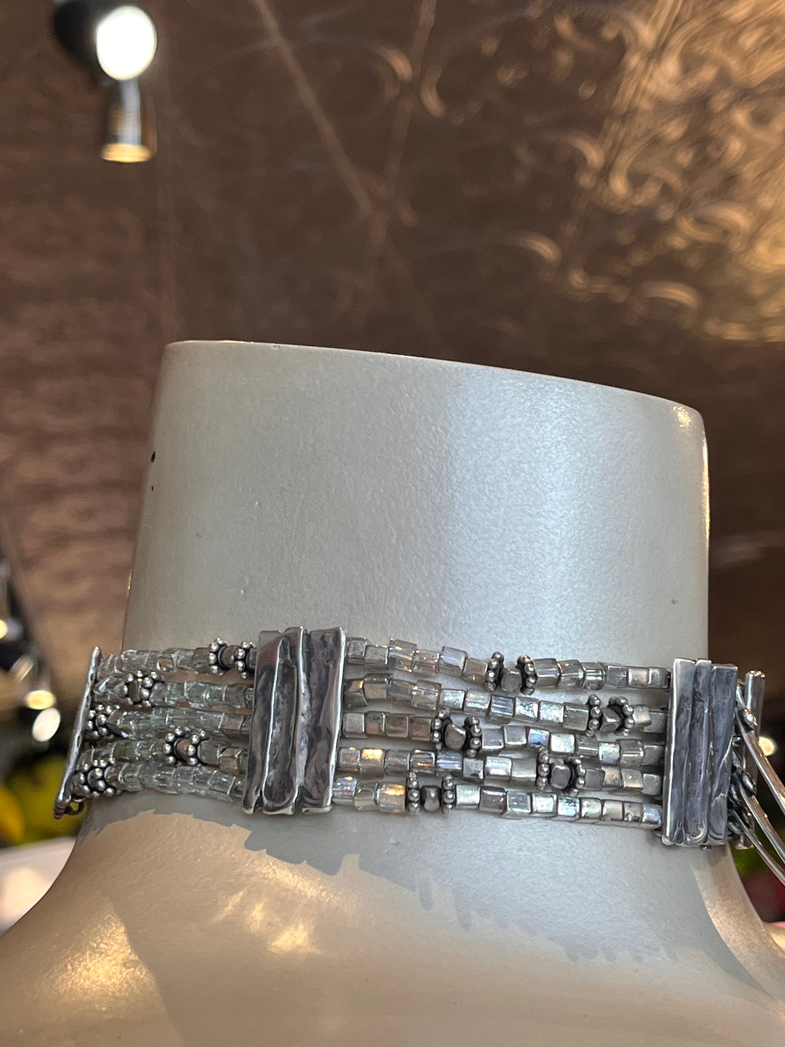 STERLING SILVER /CRYSTAL VINTAGE CHOKER SIGNED MARY & DOUG HANCOCK