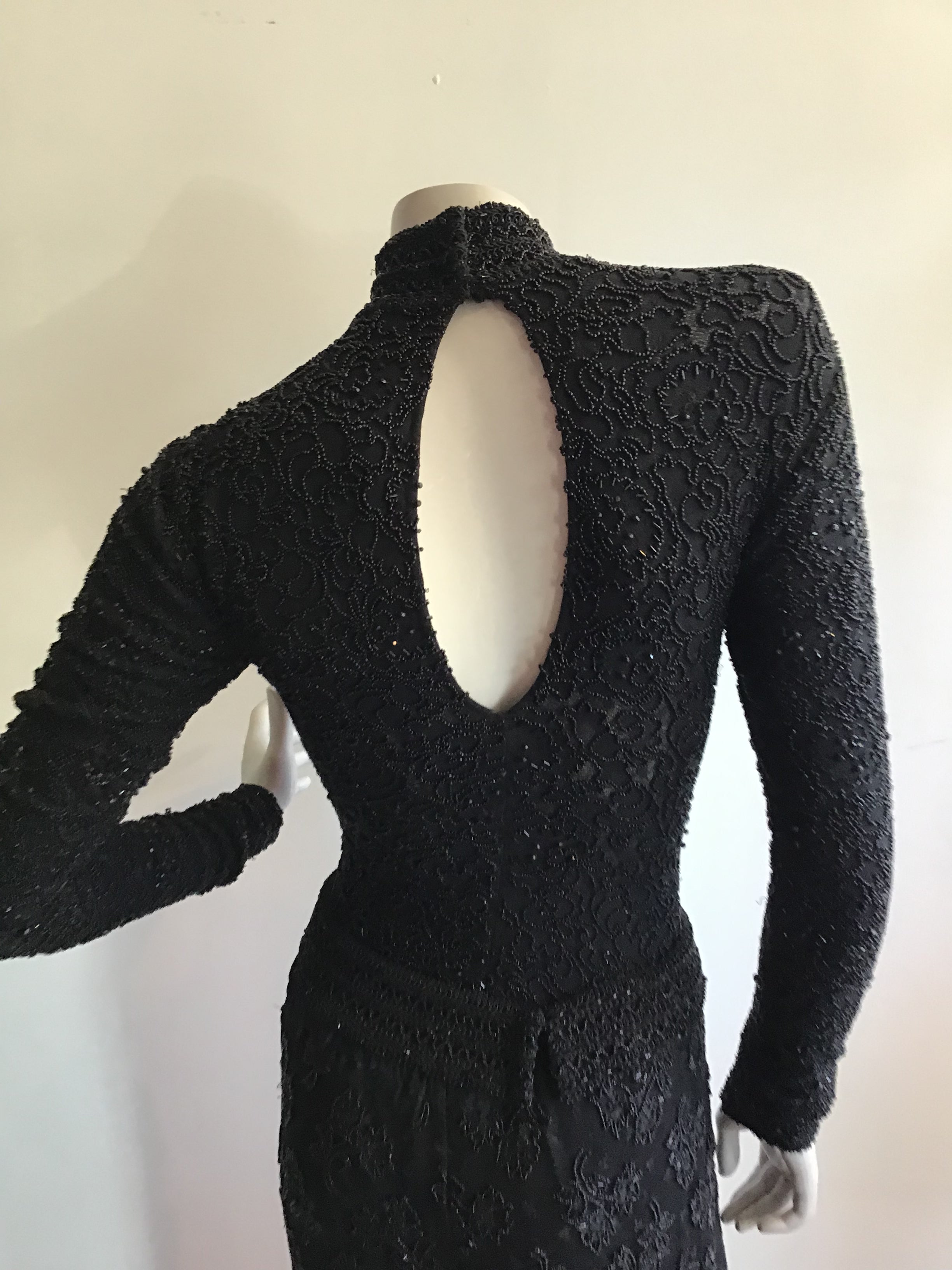 1980's Giorgio di Saint Angelo  Black Beaded Unitard and Pants Size 6/8
