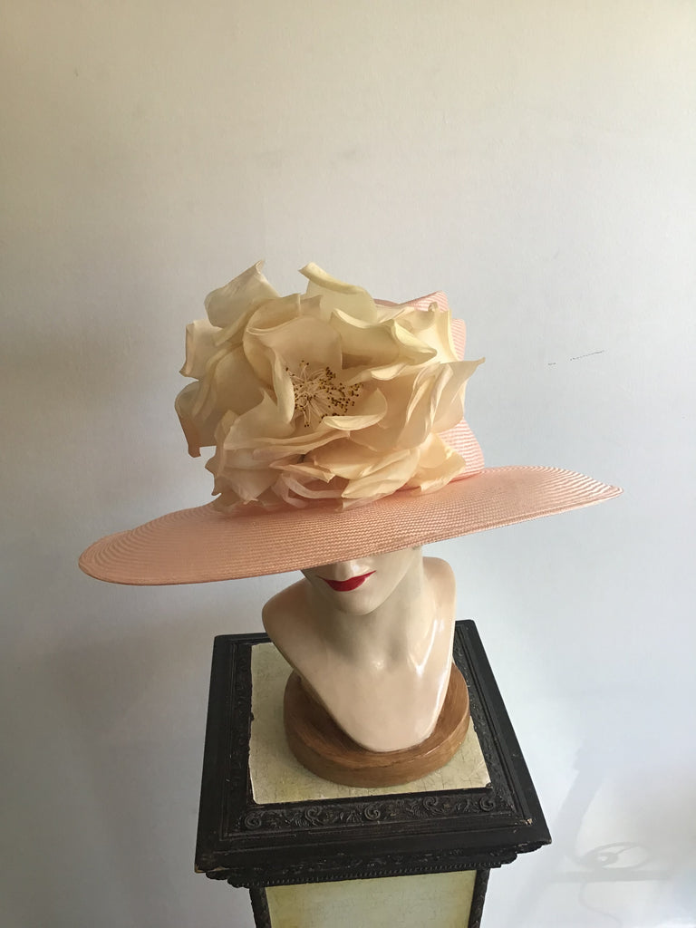 2000 Phillip Treacy Pink Straw Hat with Large Flower