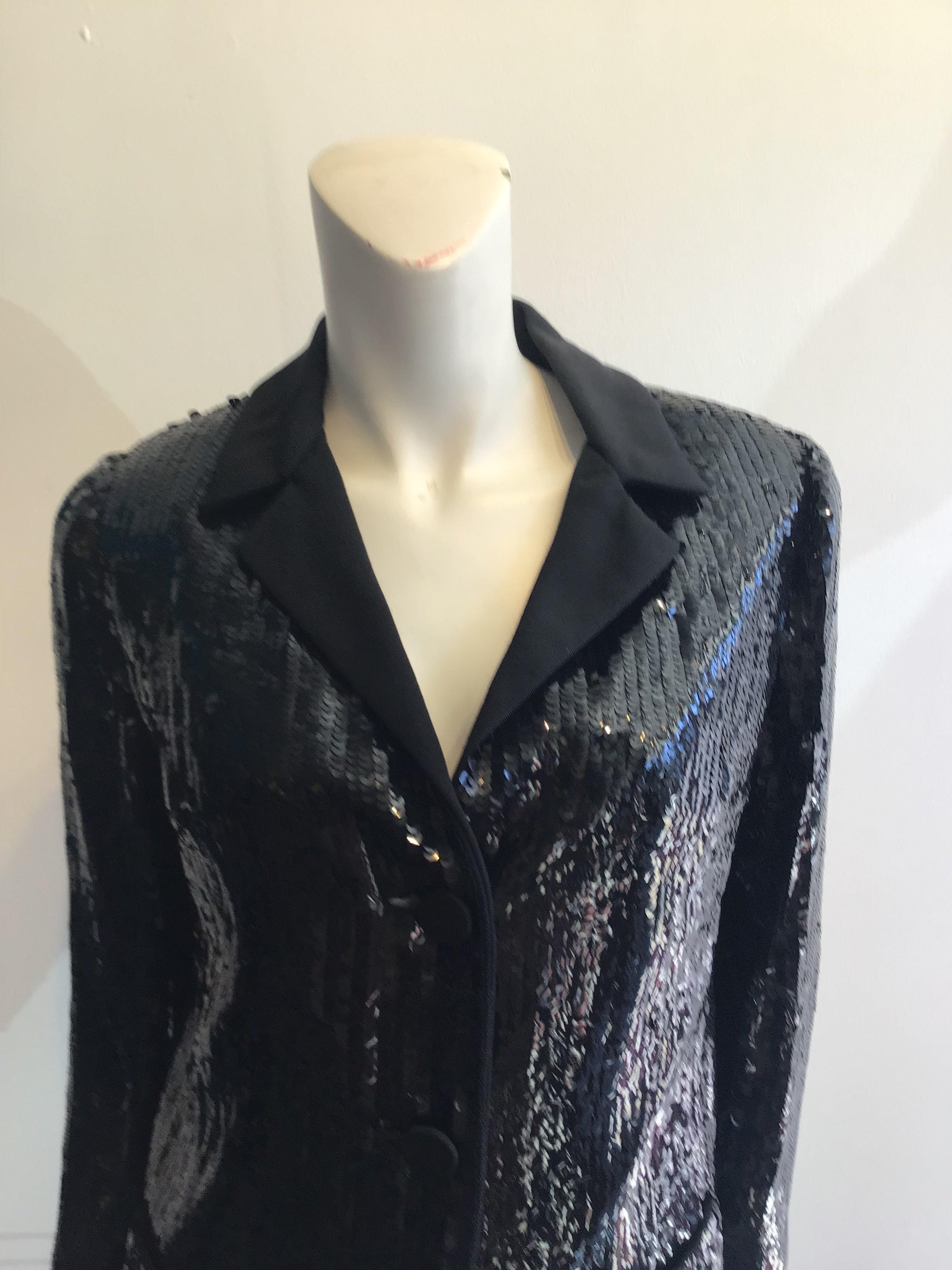 SAKS 1960’s Black Sequined Silk Jacket Size 6
