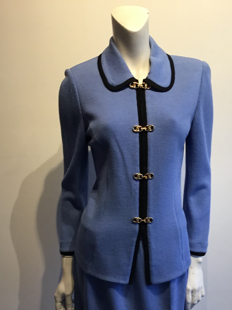 1980s St John Perriwinke blue knit suit